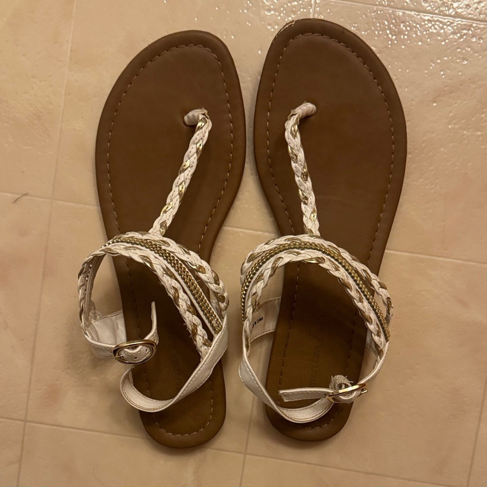 Sandals - White and Brown